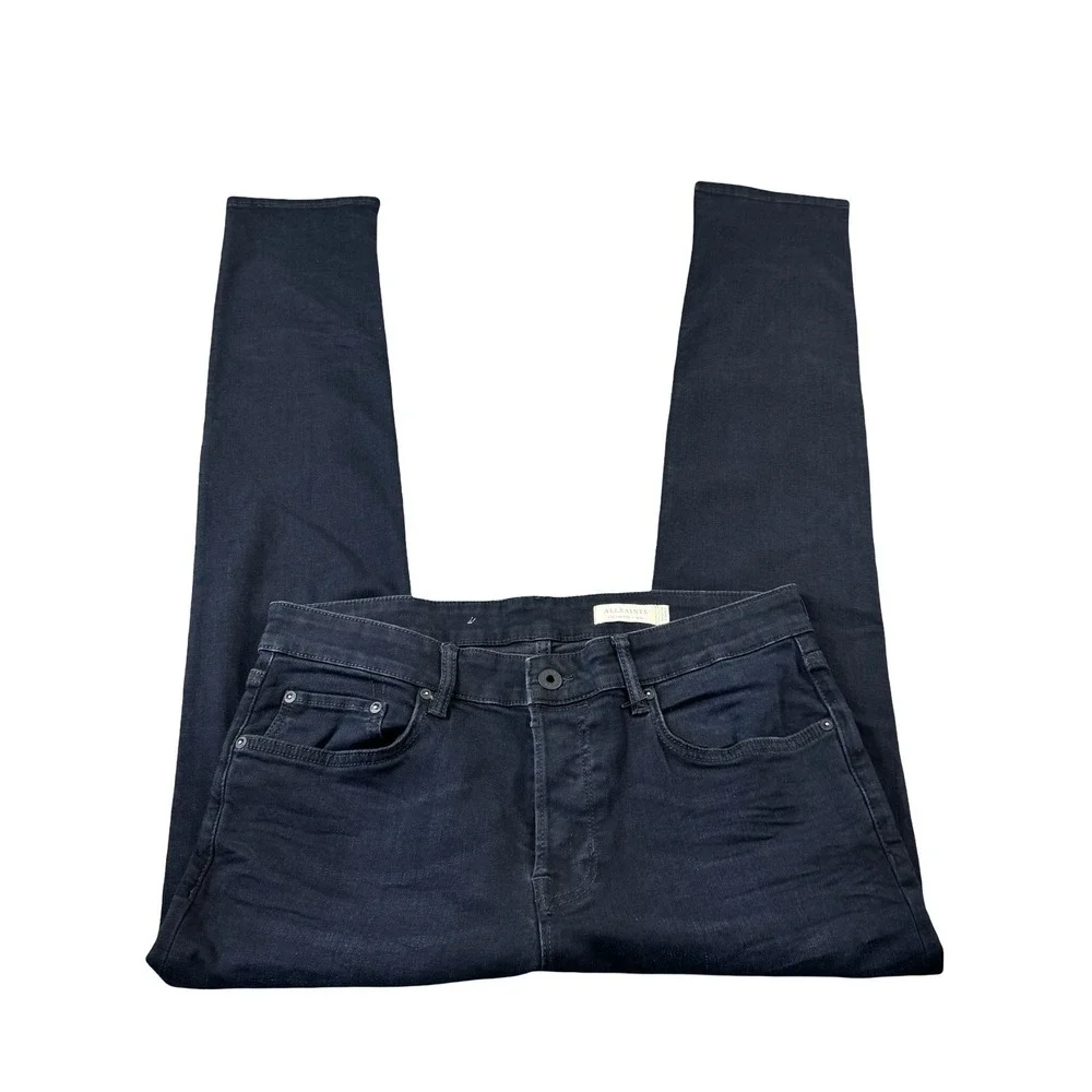 Allsaints Cigarette Midnight Navy Mens Button Fly Jeans Size 32X31